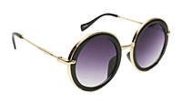 Soigné Female Oversized Round Sunglasses.Golden&Black Color