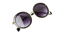 Soigné Female Oversized Round Sunglasses.Golden&Black Color