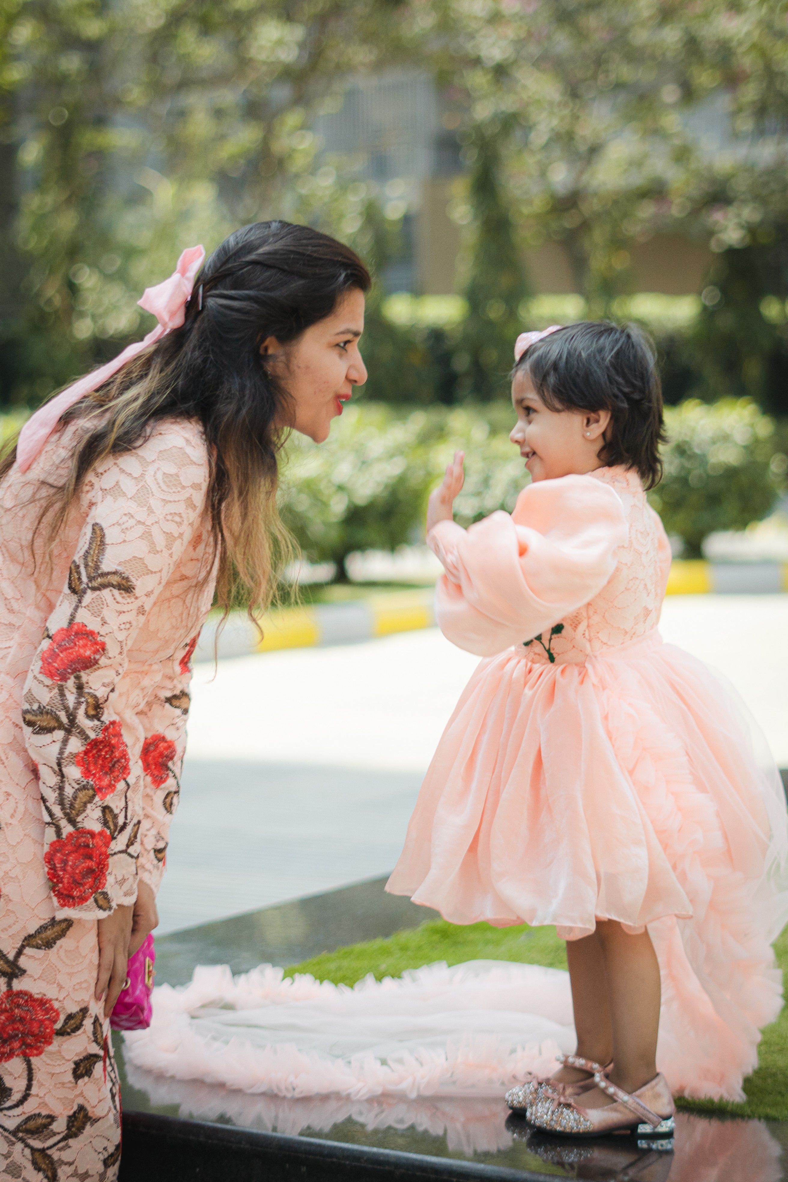 Lilac Whimsy Mother-Daughter Dress Set with Charming Rose Detail