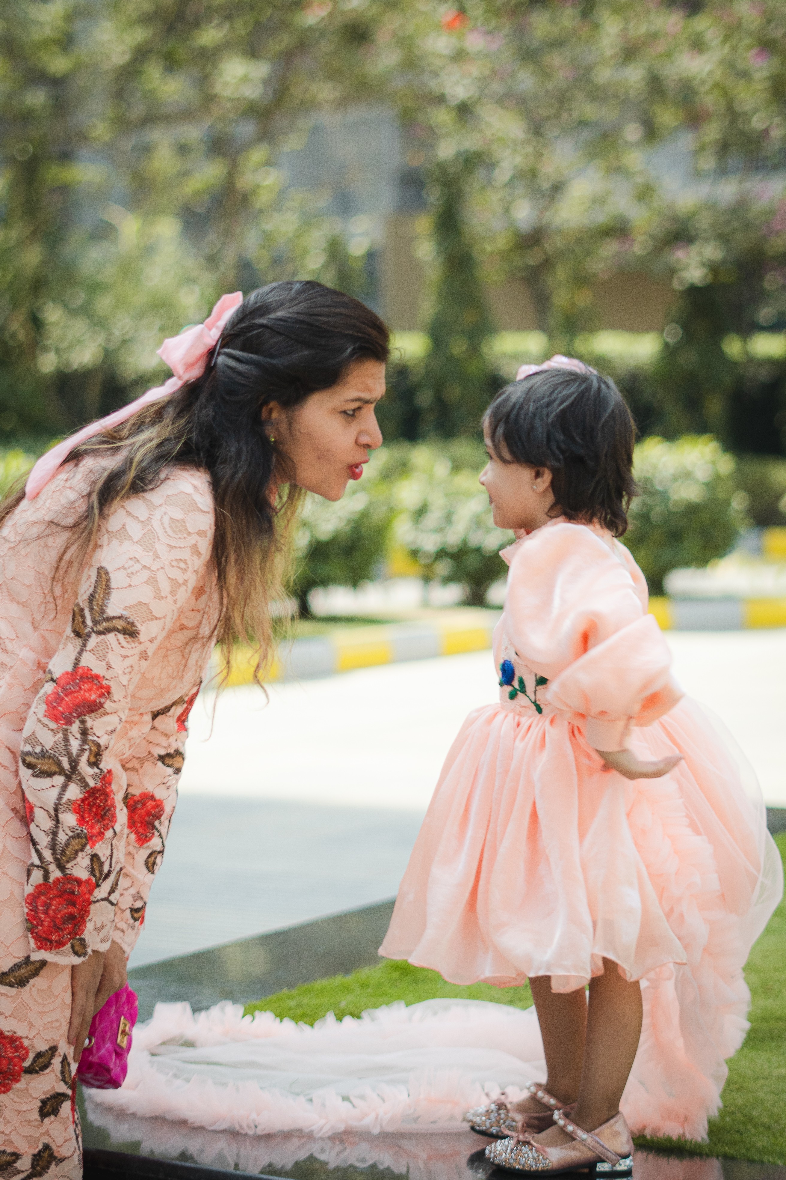 Lilac Whimsy Mother-Daughter Dress Set with Charming Rose Detail