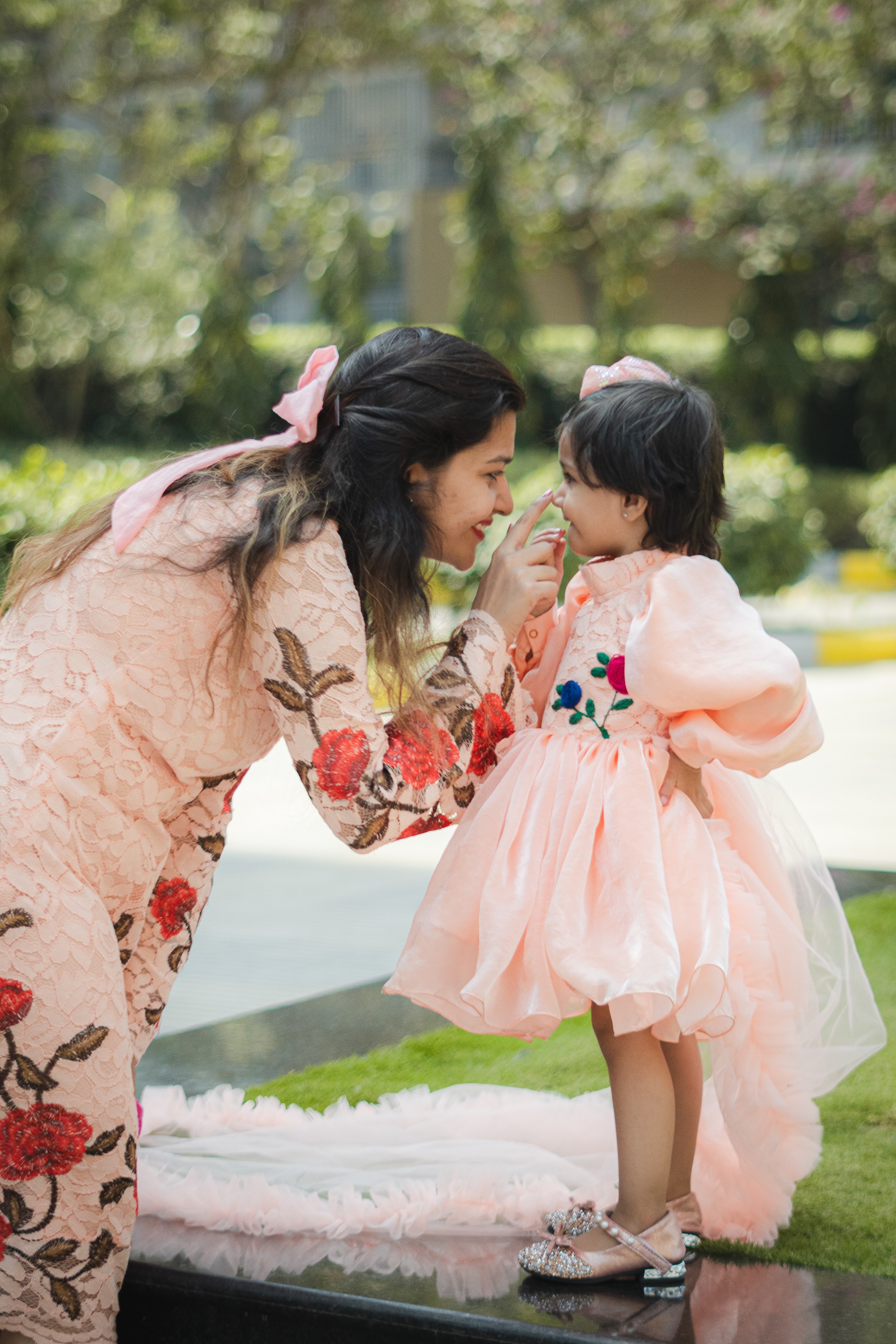 Lilac Whimsy Mother-Daughter Dress Set with Charming Rose Detail