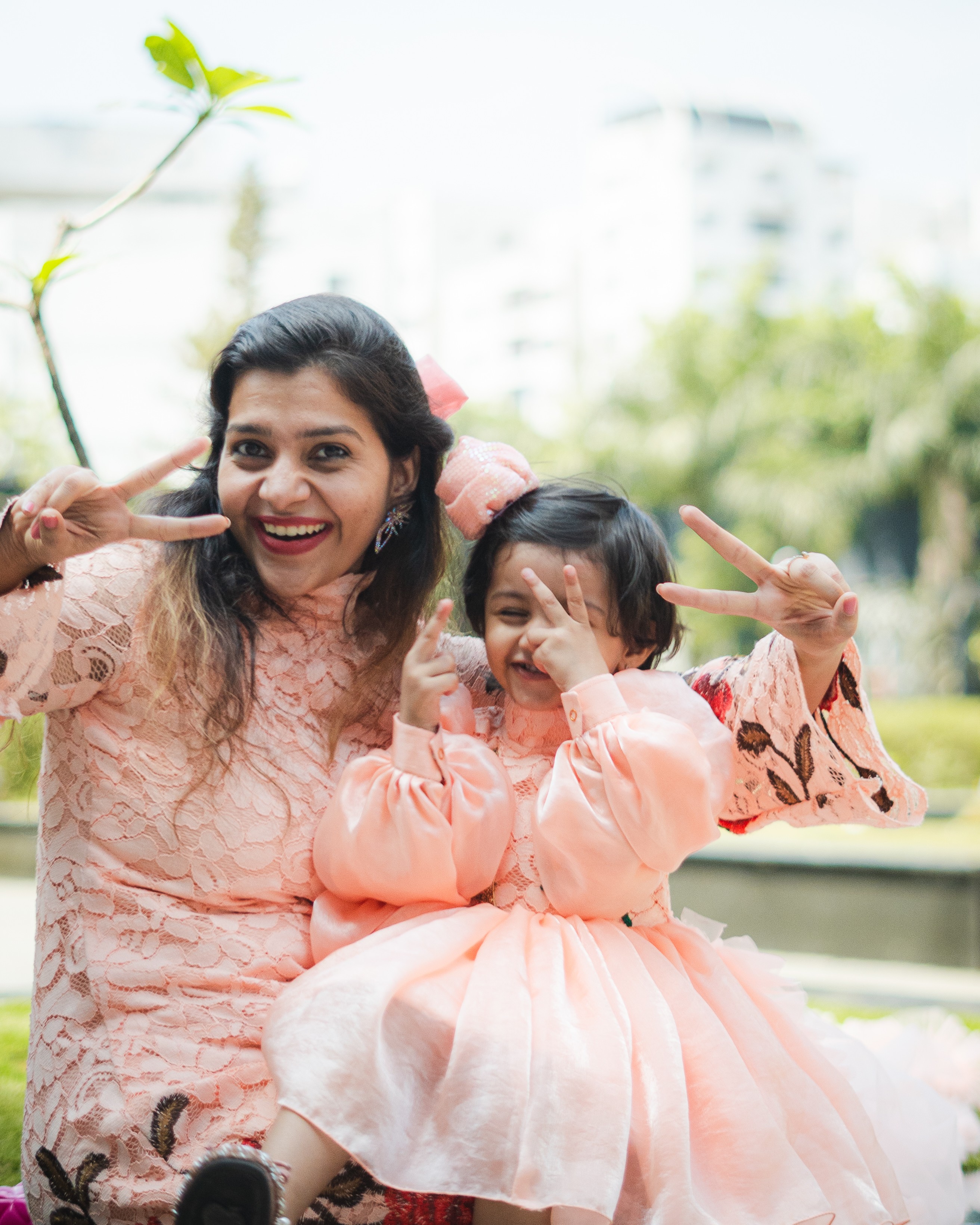 Lilac Whimsy Mother-Daughter Dress Set with Charming Rose Detail