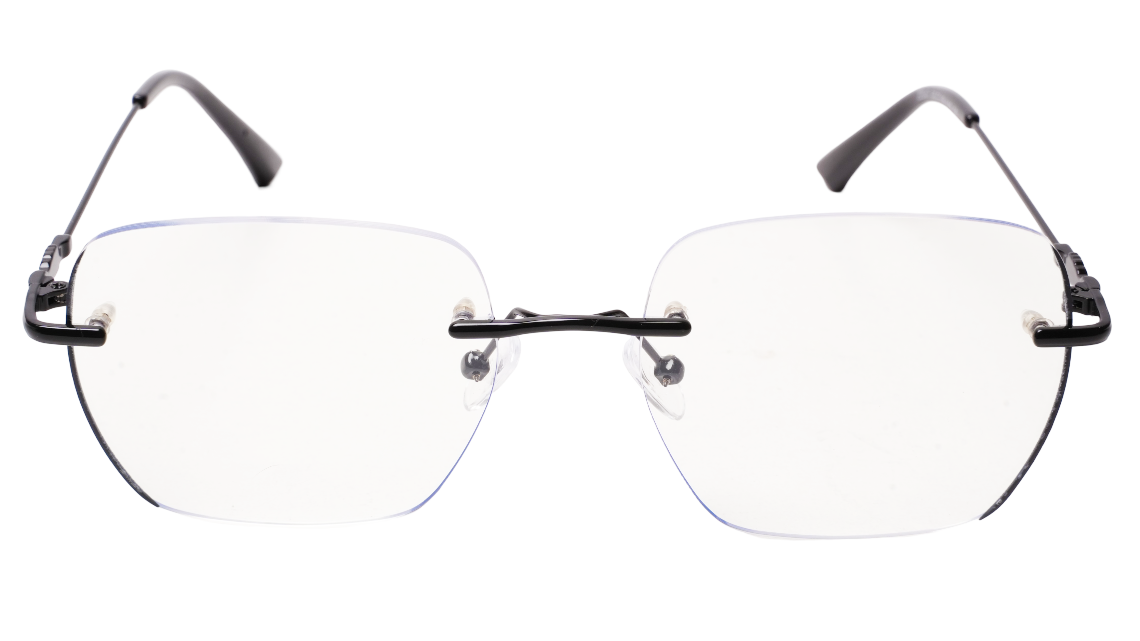 Soigné Unisex Square Rimless Spectacle Frame.Black-Large Soigné Unisex Square Rimless Spectacle Frame.Black-Large