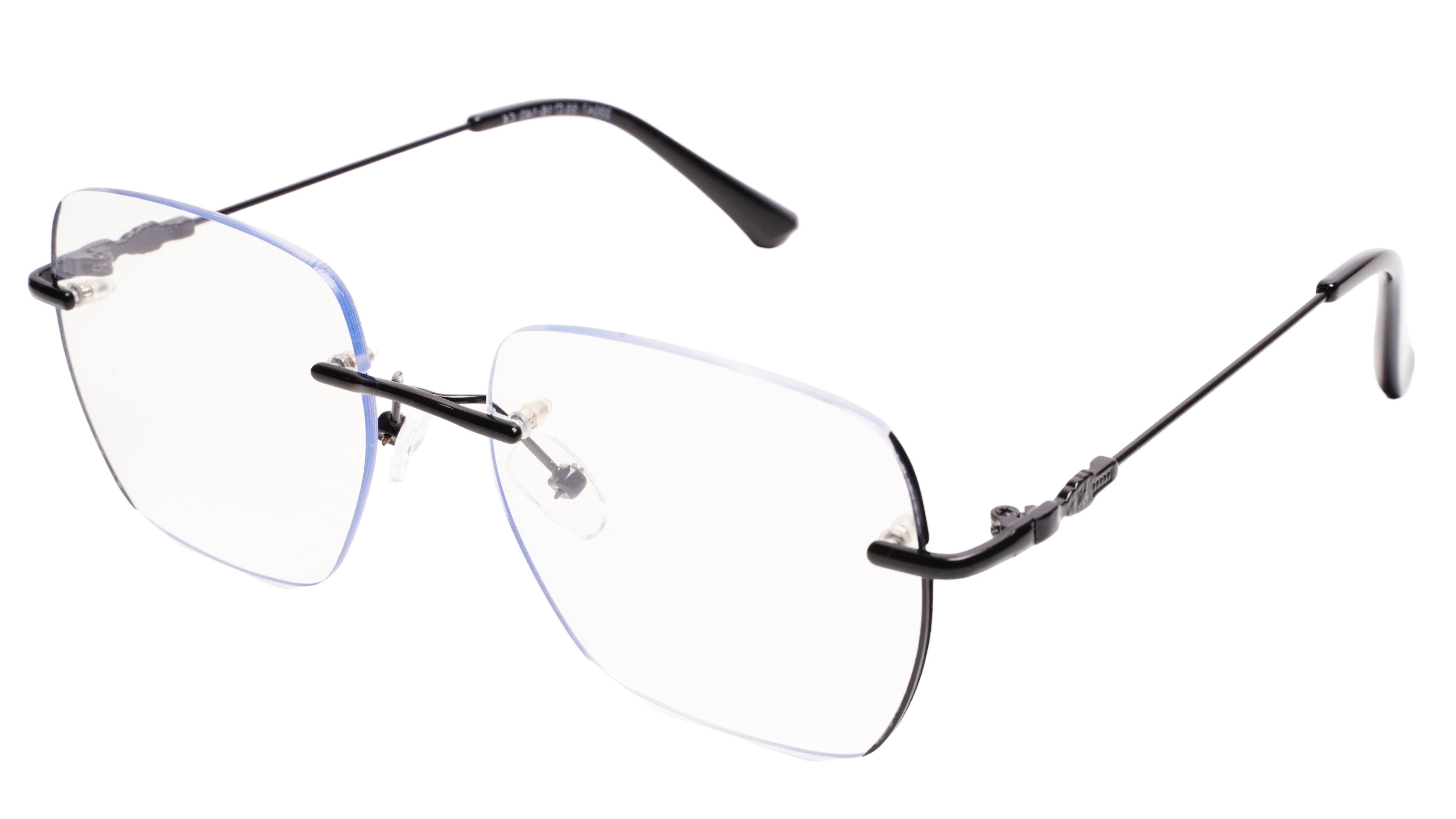 Soigné Unisex Square Rimless Spectacle Frame.Black-Large Soigné Unisex Square Rimless Spectacle Frame.Black-Large