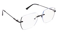 Soigné Unisex Square Rimless Spectacle Frame.Black-Large Soigné Unisex Square Rimless Spectacle Frame.Black-Large