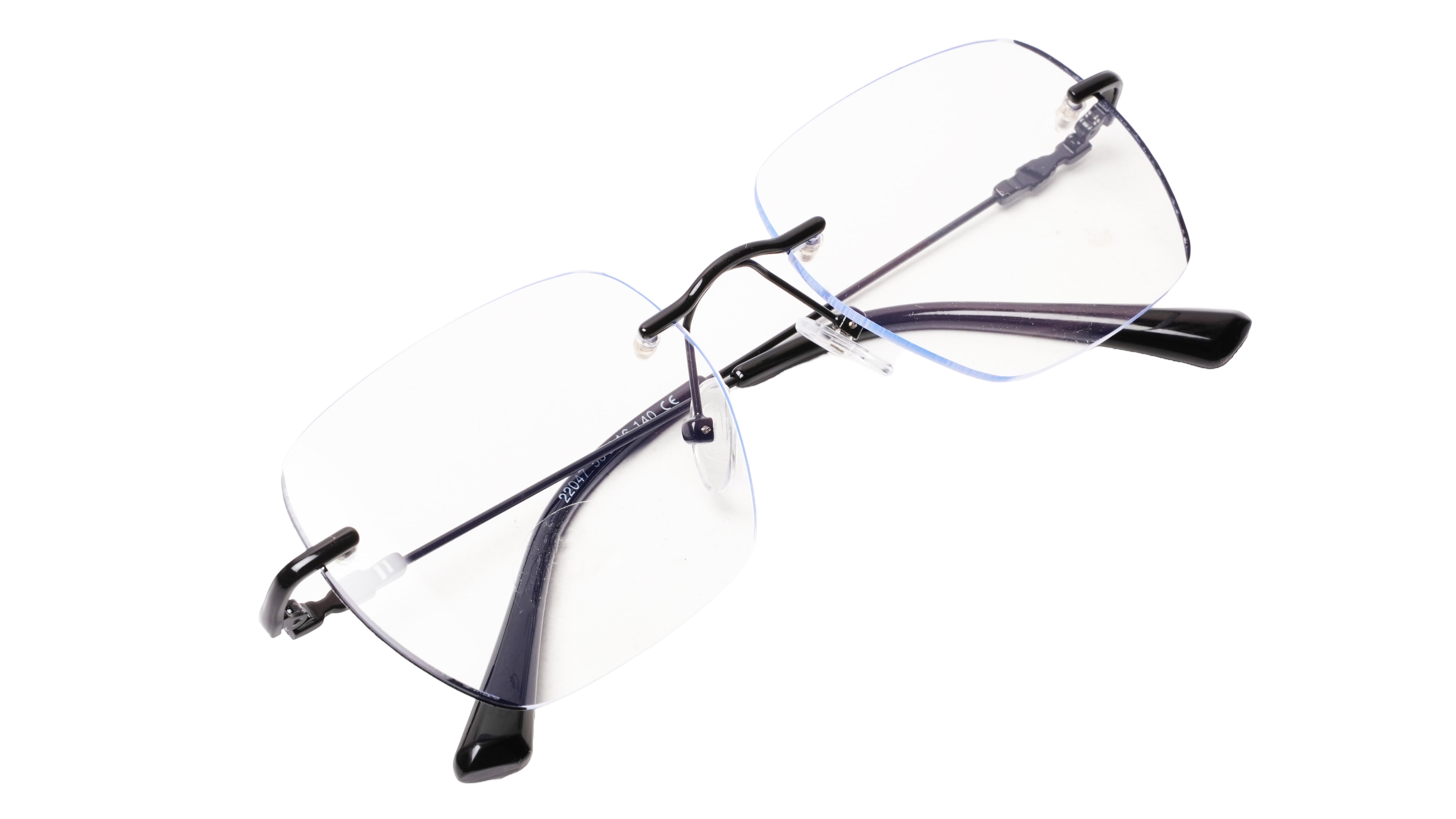 Soigné Unisex Square Rimless Spectacle Frame.Black-Large Soigné Unisex Square Rimless Spectacle Frame.Black-Large