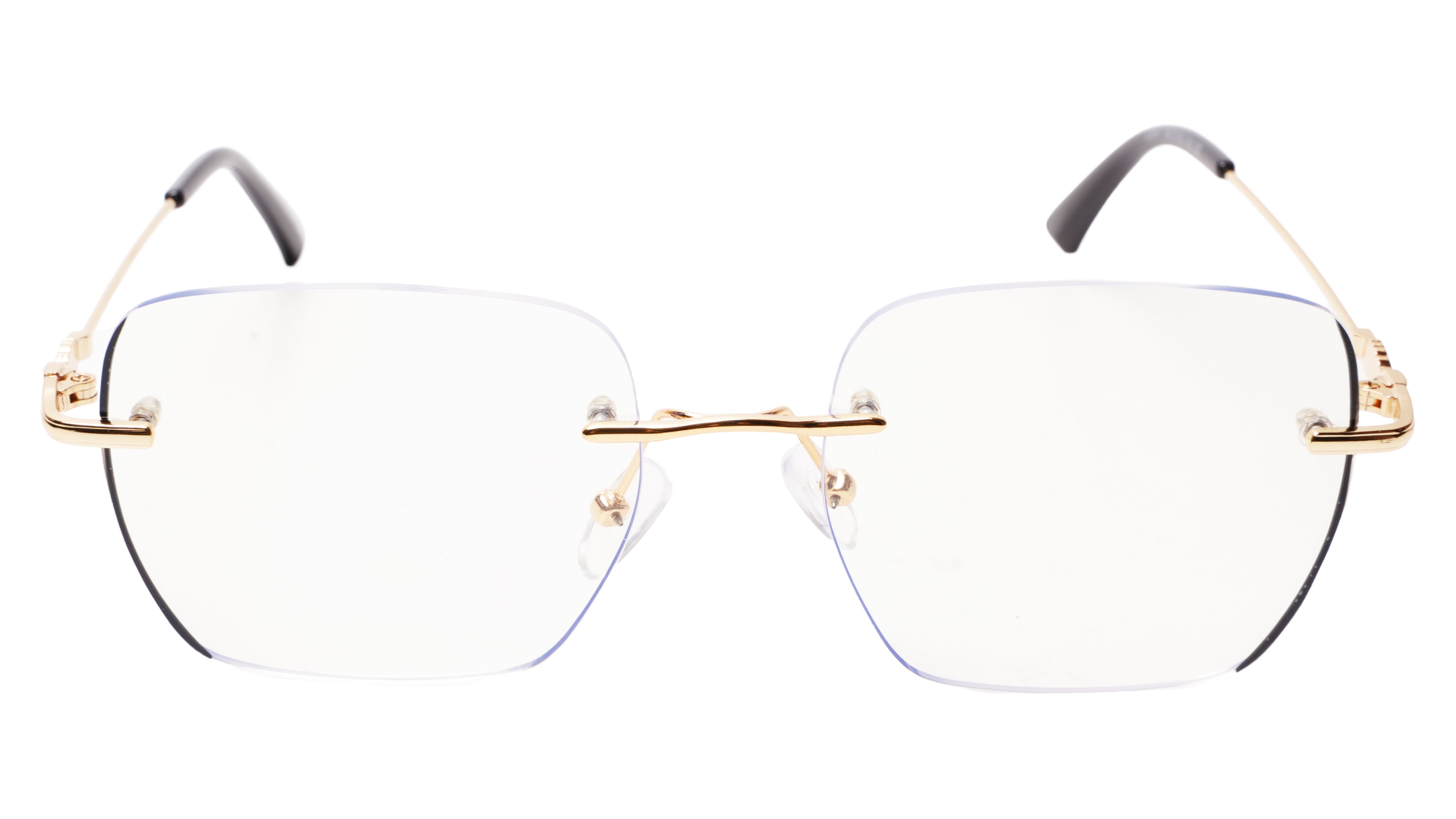 Soigné Unisex Square Rimless Spectacle Frame.Golden-Large
