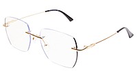 Soigné Unisex Square Rimless Spectacle Frame.Golden-Large