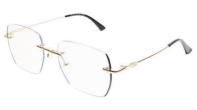 Soigné Unisex Square Rimless Spectacle Frame.Golden-Large