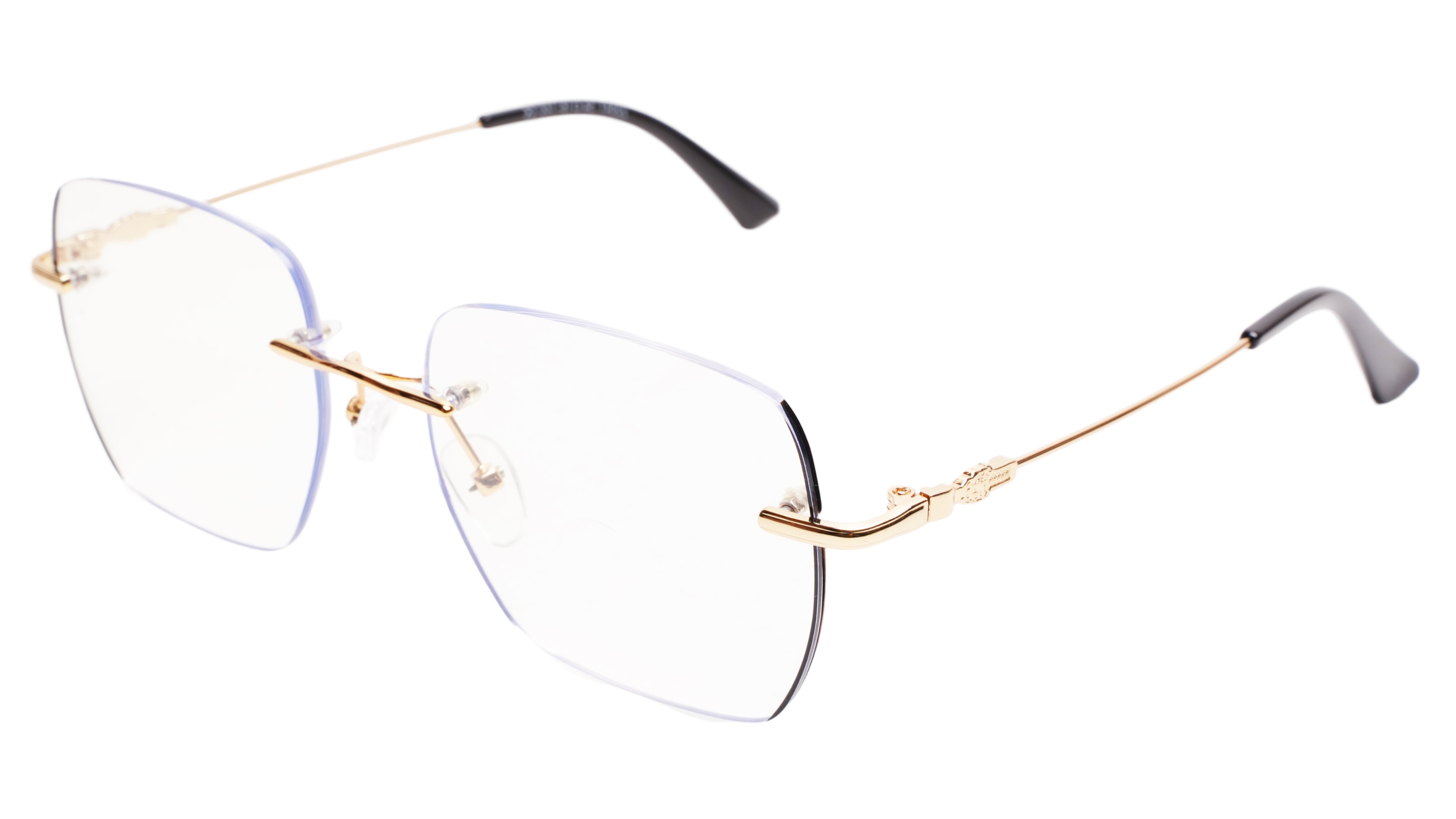 Soigné Unisex Square Rimless Spectacle Frame.Golden-Large