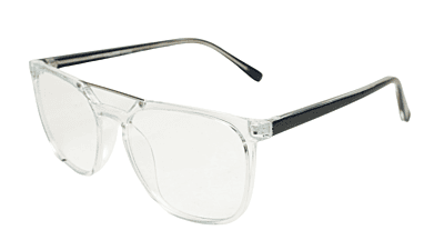 Soigné Unisex Large Square Spectacle Frame.Transparent&Black