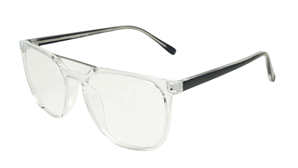 Soigné Unisex Large Square Spectacle Frame.Transparent&Black