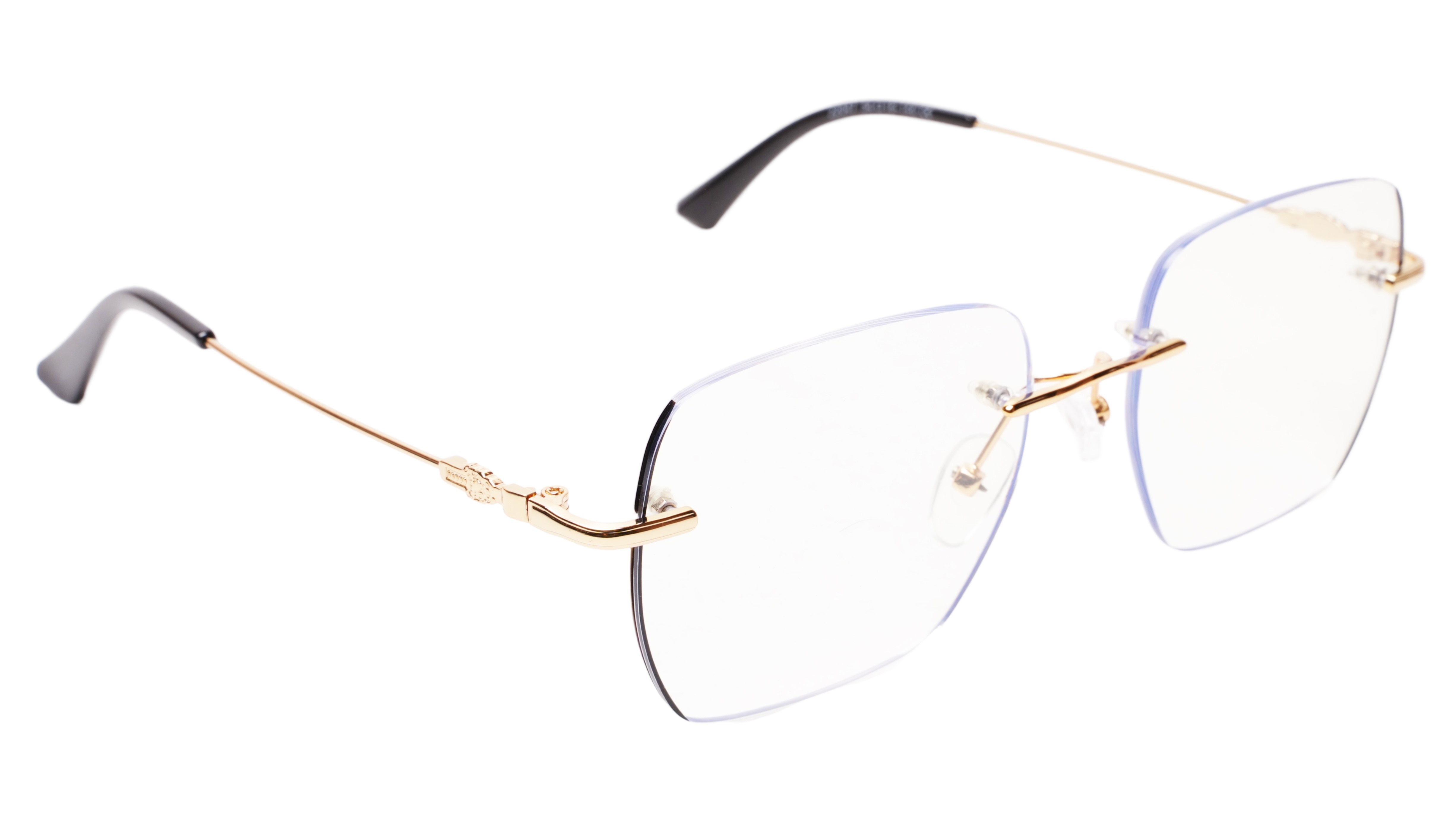 Soigné Unisex Square Rimless Spectacle Frame.Golden-Large