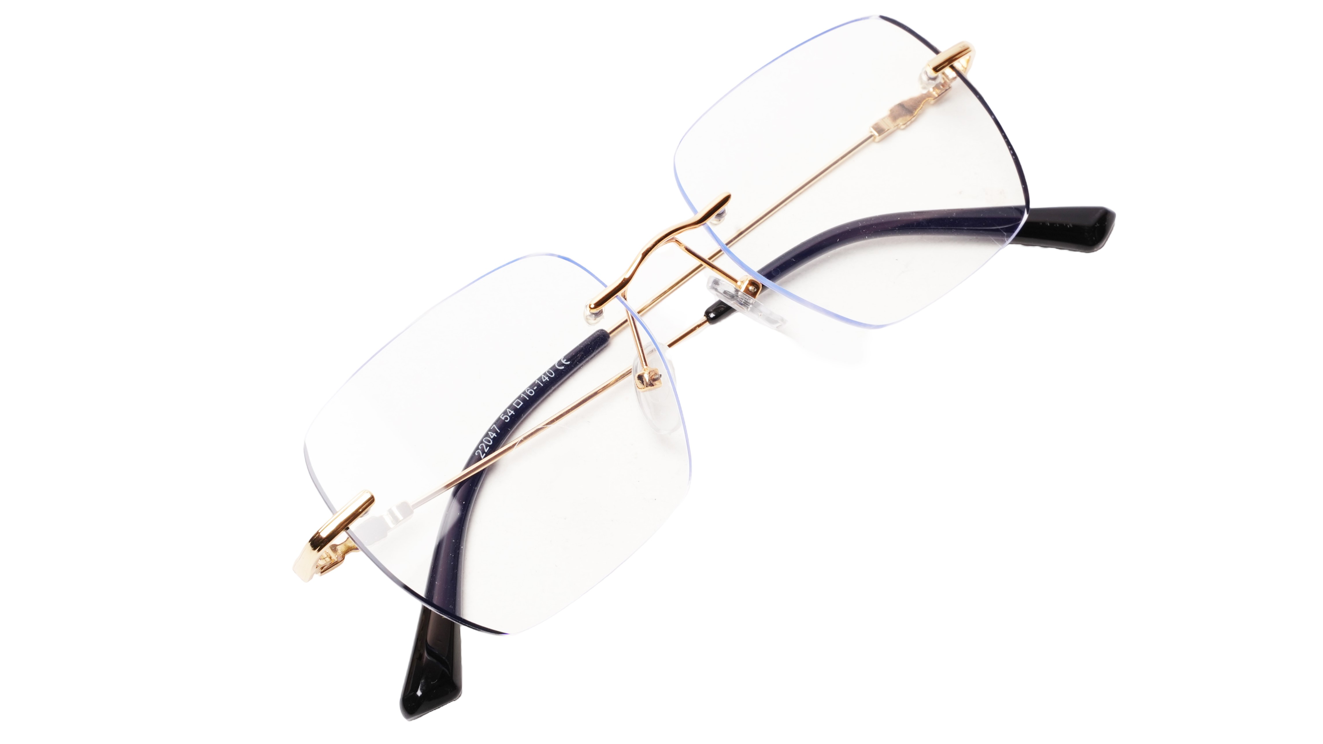 Soigné Unisex Square Rimless Spectacle Frame.Golden-Large