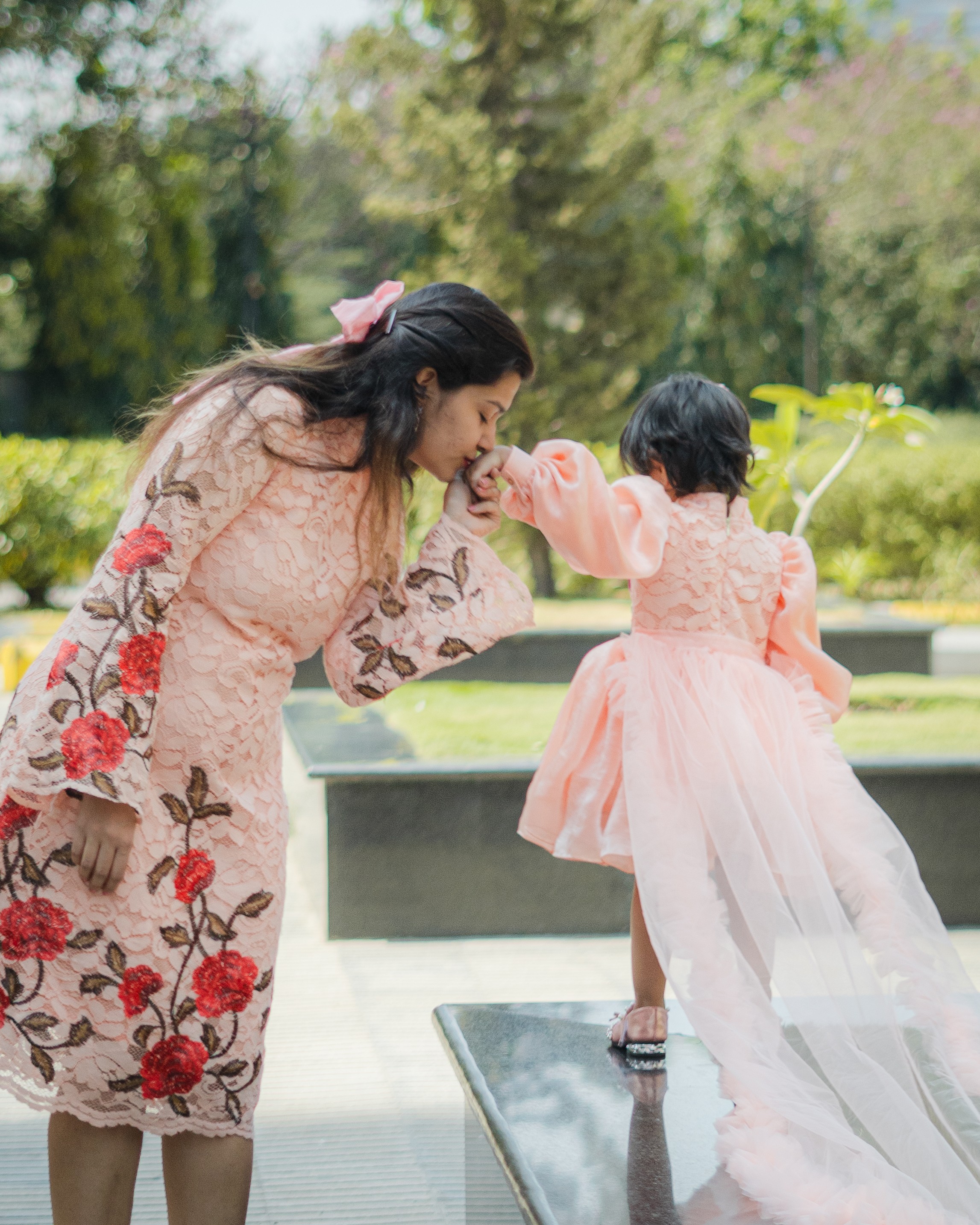 Lilac Whimsy Mother-Daughter Dress Set with Charming Rose Detail
