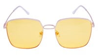 Female Oversized Square Sunglasses. Yellow Color UV Protected Flat Lens.