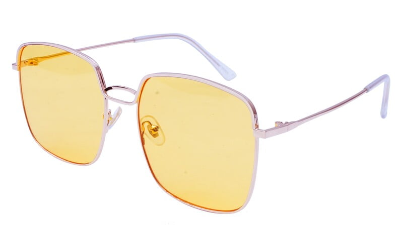 Female Oversized Square Sunglasses. Yellow Color UV Protected Flat Lens. Female Oversized Square Sunglasses. Yellow Color UV Protected Flat Lens.