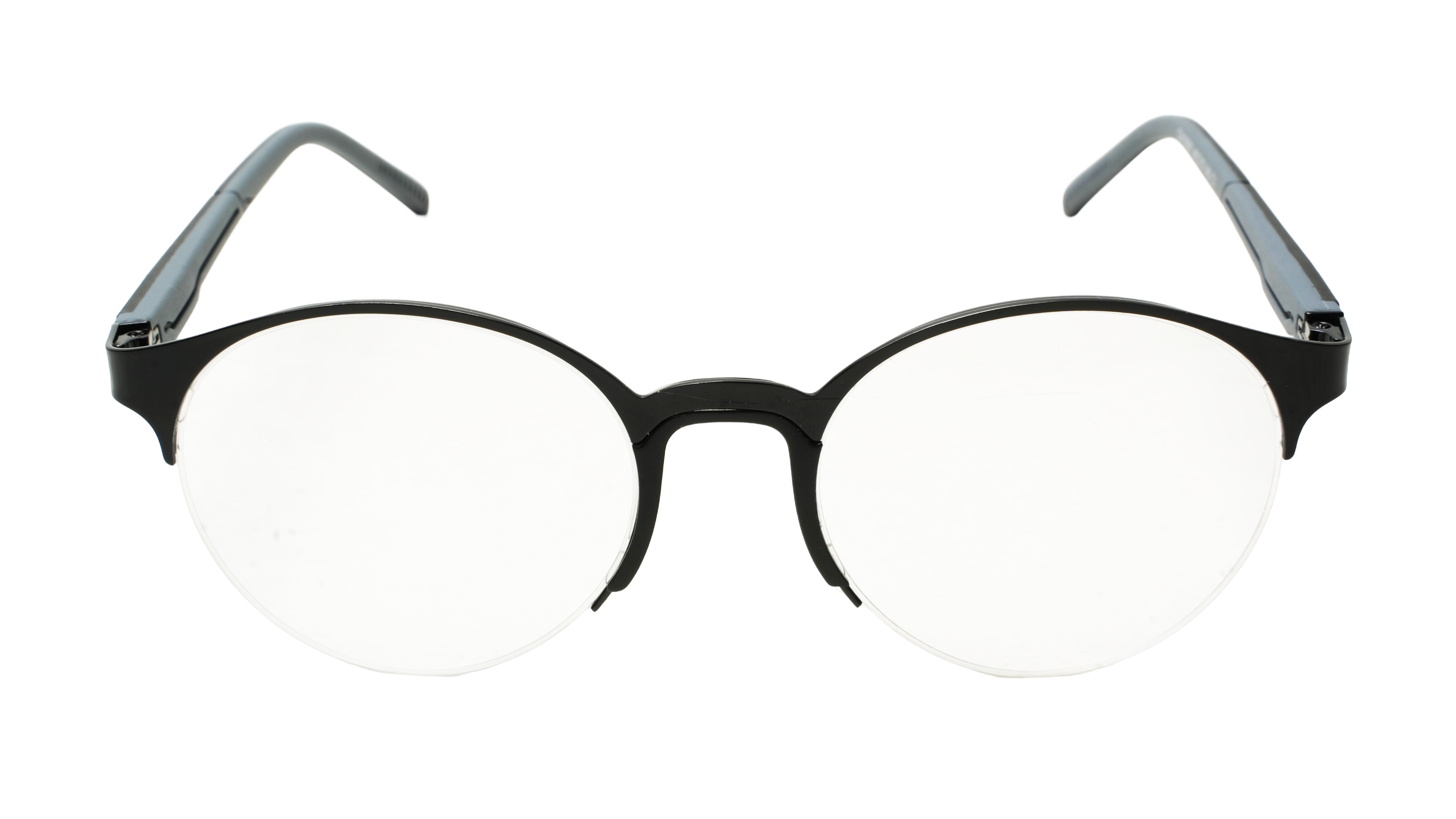 Soigné Unisex Black&Gray Half Rim Round Spectacle Frame-Medium