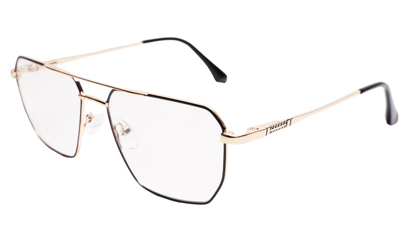 Soigné Unisex Rectangular Spectacle Frame.Black&Gold-Medium