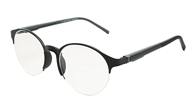 Soigné Unisex Black&Gray Half Rim Round Spectacle Frame-Medium