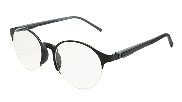 Soigné Unisex Black&Gray Half Rim Round Spectacle Frame-Medium