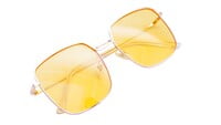 Female Oversized Square Sunglasses. Yellow Color UV Protected Flat Lens.