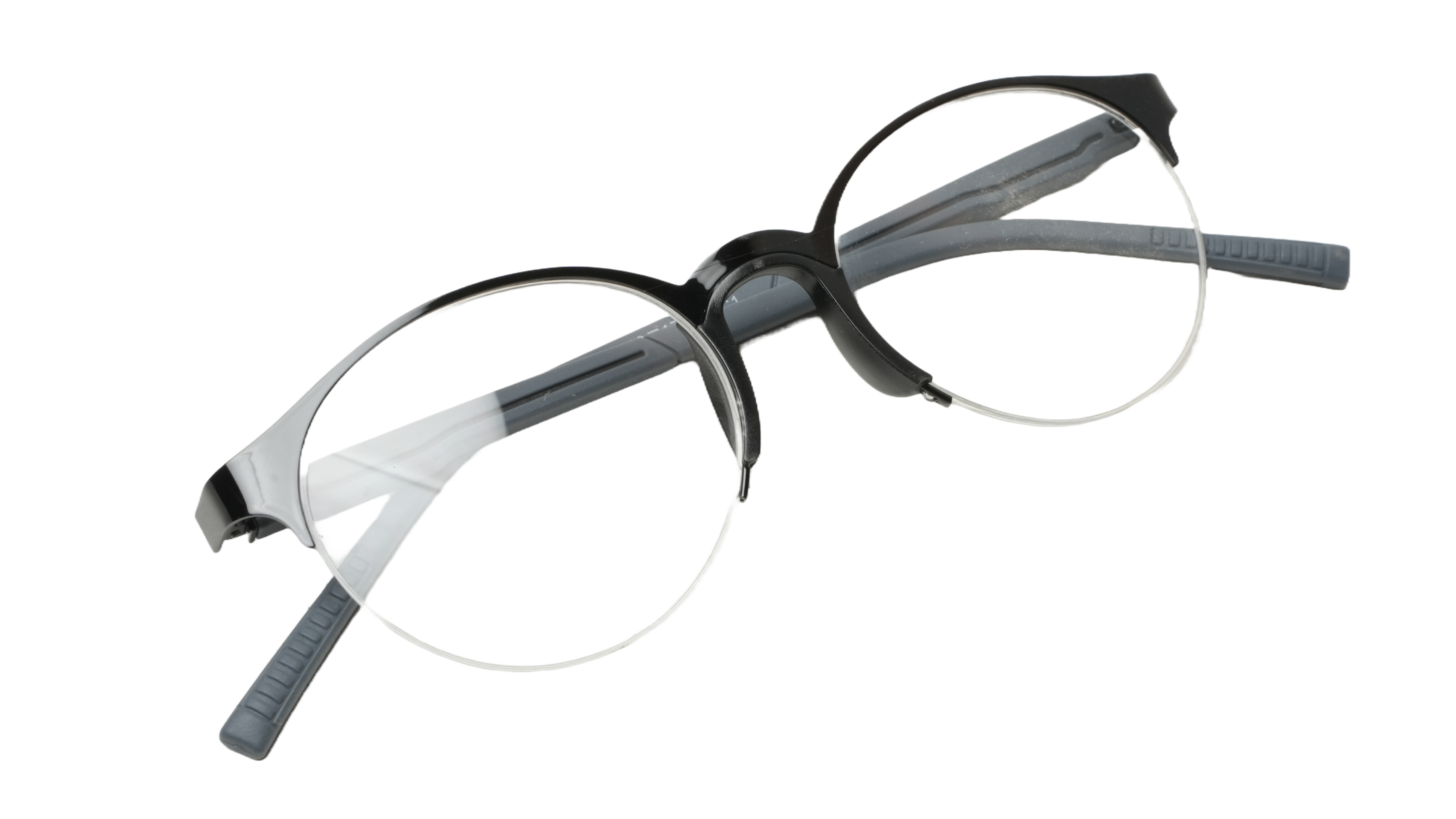 Soigné Unisex Black&Gray Half Rim Round Spectacle Frame-Medium