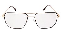 Soigné Unisex Rectangular Spectacle Frame.Brown&Gold-Medium