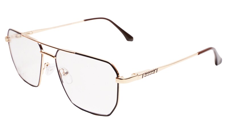 Soigné Unisex Rectangular Spectacle Frame.Brown&Gold-Medium