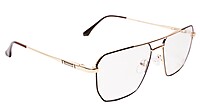 Soigné Unisex Rectangular Spectacle Frame.Brown&Gold-Medium