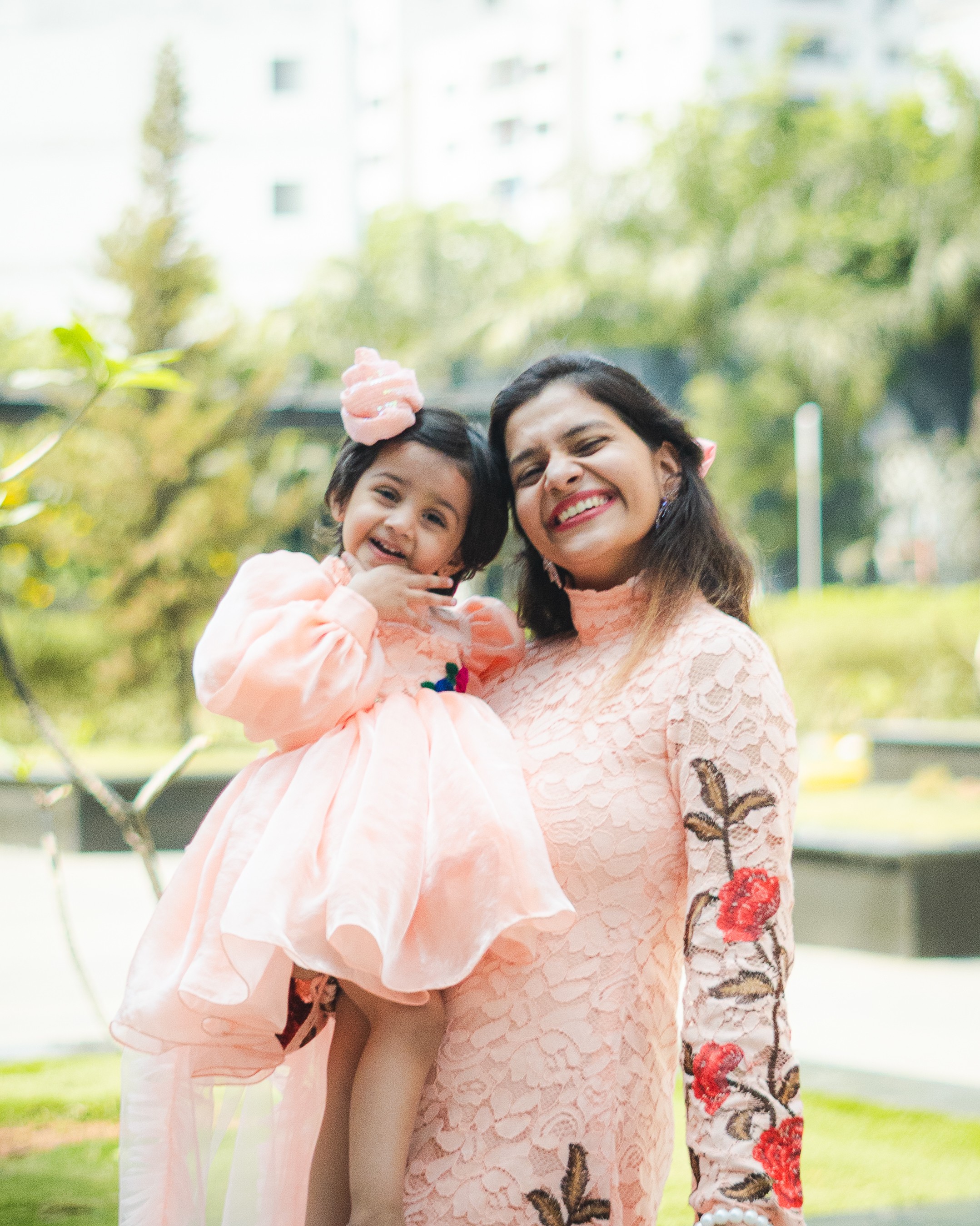 Lilac Whimsy Mother-Daughter Dress Set with Charming Rose Detail