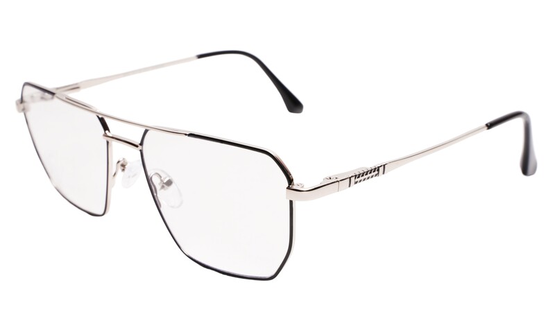 Soigné Unisex Rectangular Spectacle Frame.Silver&Gold-Medium