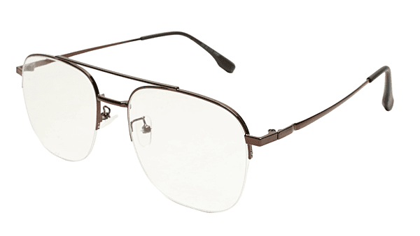Soigné Unisex Half Rimmed Square Spectacle Frame.Bronze-Large