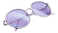 Female Medium Round Sunglasses. Silver Frame.