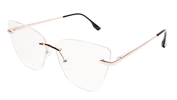 Soigné Female Oversized Rimless CatEye Spectacle Frame.RoseGold&Black Soigné Female Oversized Rimless CatEye Spectacle Frame.RoseGold&Black