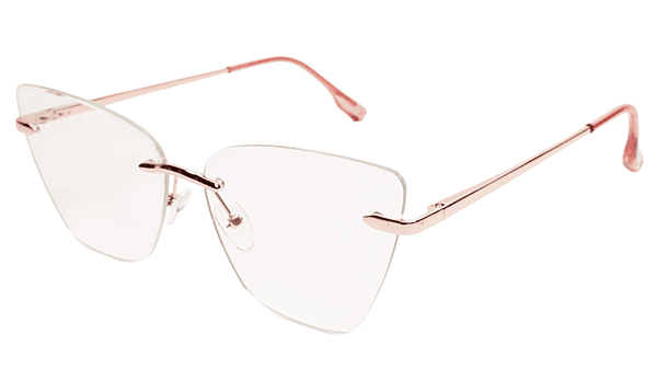 Soigné Female Oversized Rimless CatEye Spectacle Frame.RoseGold&Pink Soigné Female Oversized Rimless CatEye Spectacle Frame.RoseGold&Pink