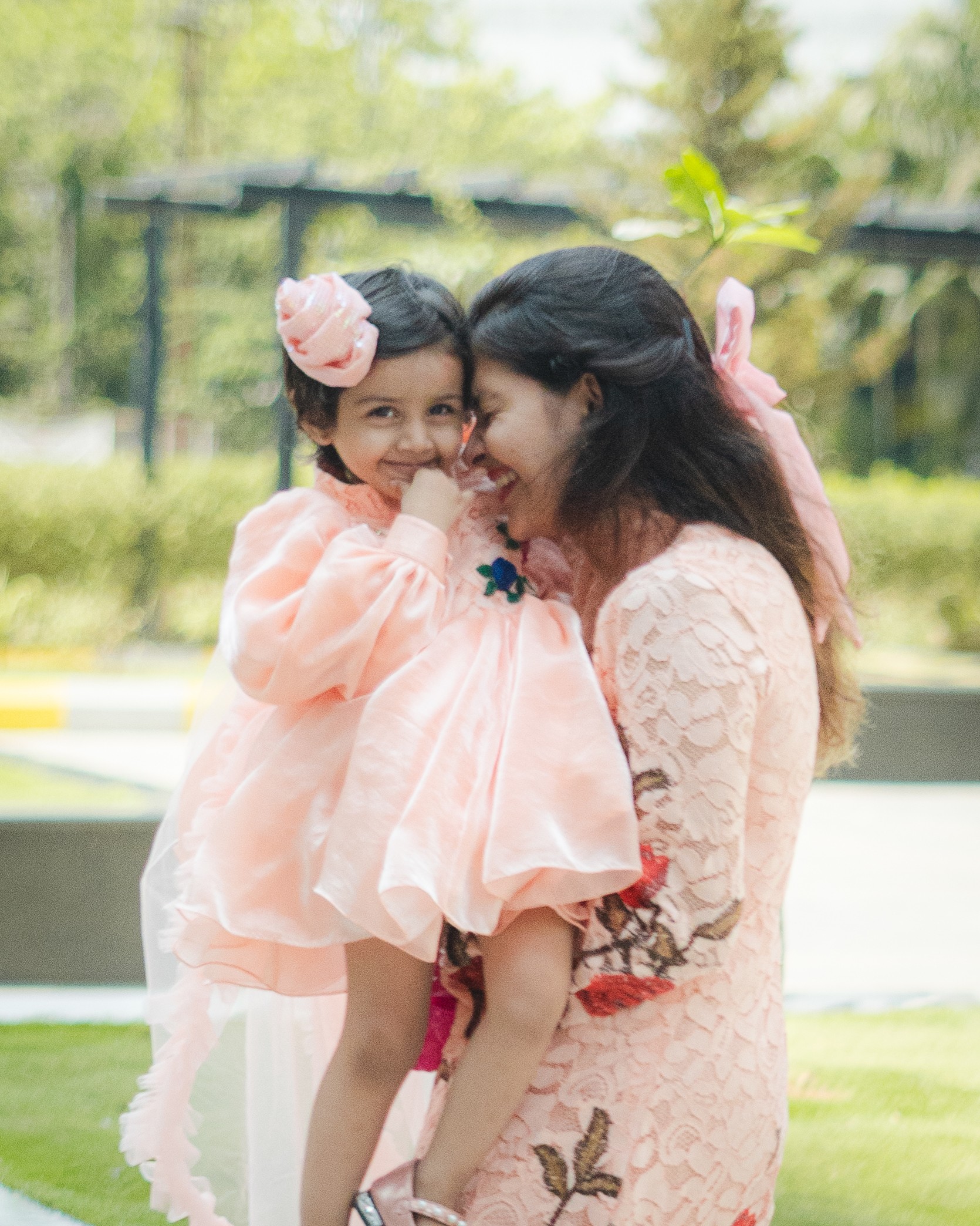 Lilac Whimsy Mother-Daughter Dress Set with Charming Rose Detail
