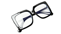 Soigné Unisex Oversized Square Spectacle Frame.Glossy Black Frame