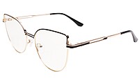 Soigné Female Oversize Cat Eye Spectacle Frame.Gold&Black