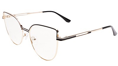 Soigné Female Oversize Cat Eye Spectacle Frame.Gold&Black Soigné Female Oversize Cat Eye Spectacle Frame.Gold&Black