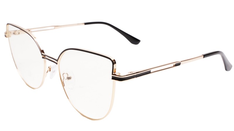 Soigné Female Oversize Cat Eye Spectacle Frame.Gold&Black