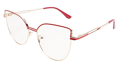 Soigné Female Oversize Cat Eye Spectacle Frame.Gold&Red Soigné Female Oversize Cat Eye Spectacle Frame.Gold&Red
