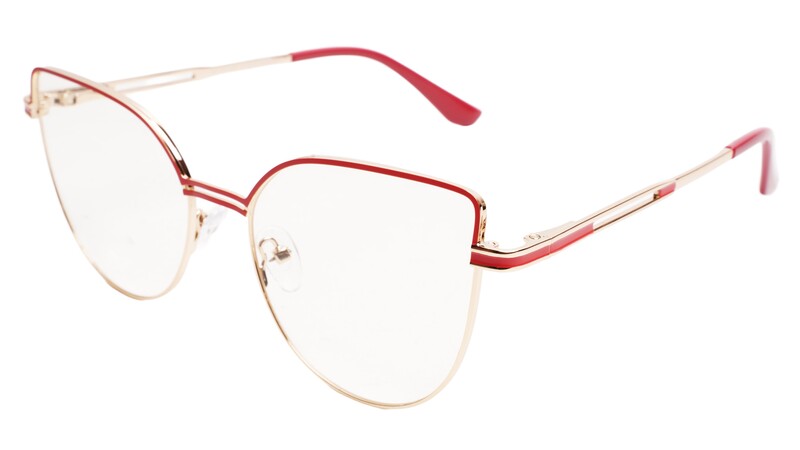Soigné Female Oversize Cat Eye Spectacle Frame.Gold&Red Soigné Female Oversize Cat Eye Spectacle Frame.Gold&Red