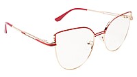 Soigné Female Oversize Cat Eye Spectacle Frame.Gold&Red Soigné Female Oversize Cat Eye Spectacle Frame.Gold&Red