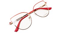 Soigné Female Oversize Cat Eye Spectacle Frame.Gold&Red Soigné Female Oversize Cat Eye Spectacle Frame.Gold&Red