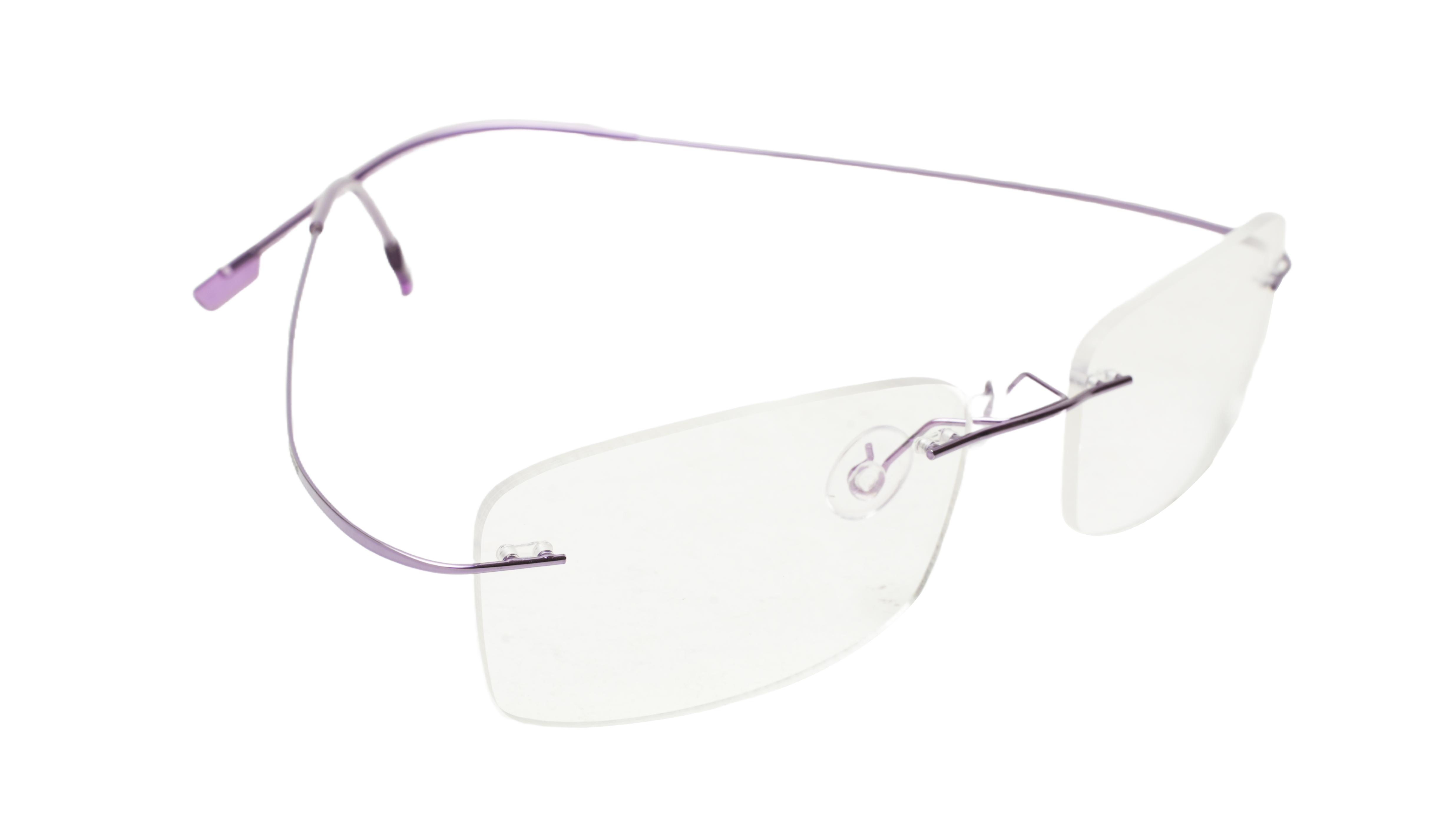Soigné Female Rectangular Rimless Flexible Spectacle Frame-Purple-Medium Soigné Female Rectangular Rimless Flexible Spectacle Frame-Purple-Medium