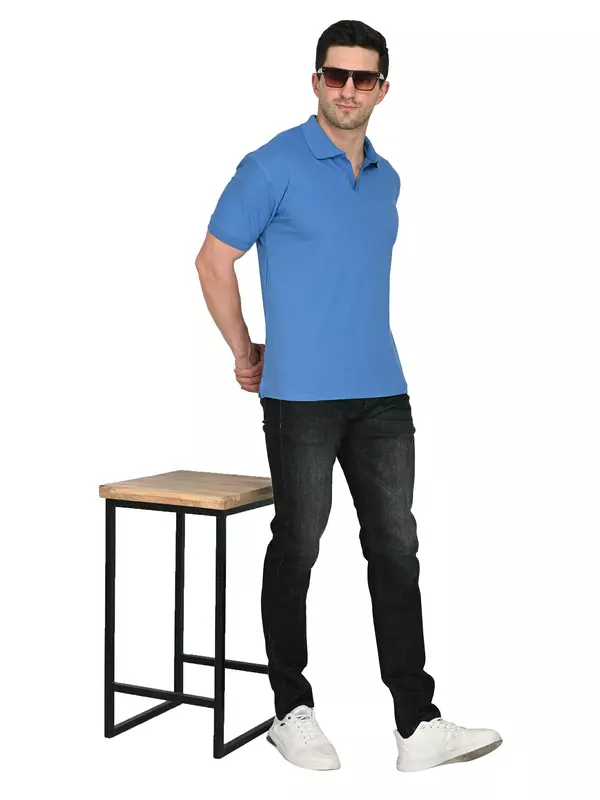 Cotton Polo T-shirt Electric Blue