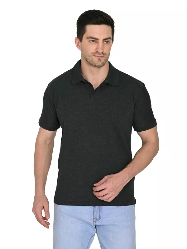 Cotton Polo T-shirt Charcoal Gray