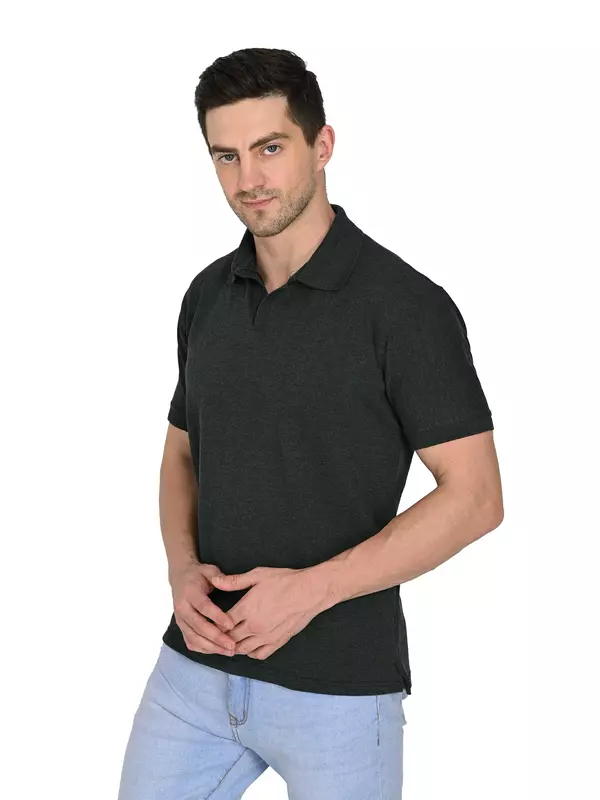 Cotton Polo T-shirt Charcoal Gray