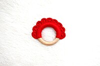 Red Scallop Wooden Baby Teether